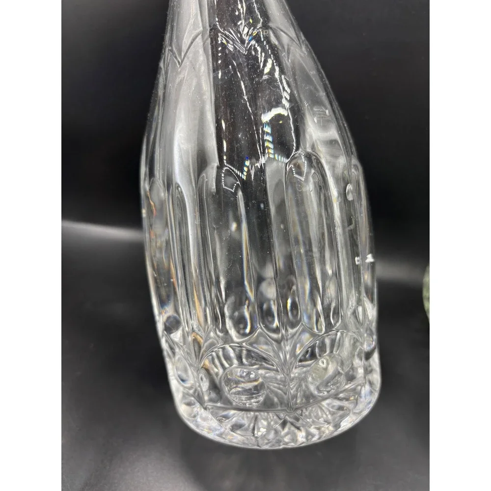 Vintage Glass Liquor Decanter with Fan Shell Stopper Starburst Base 13